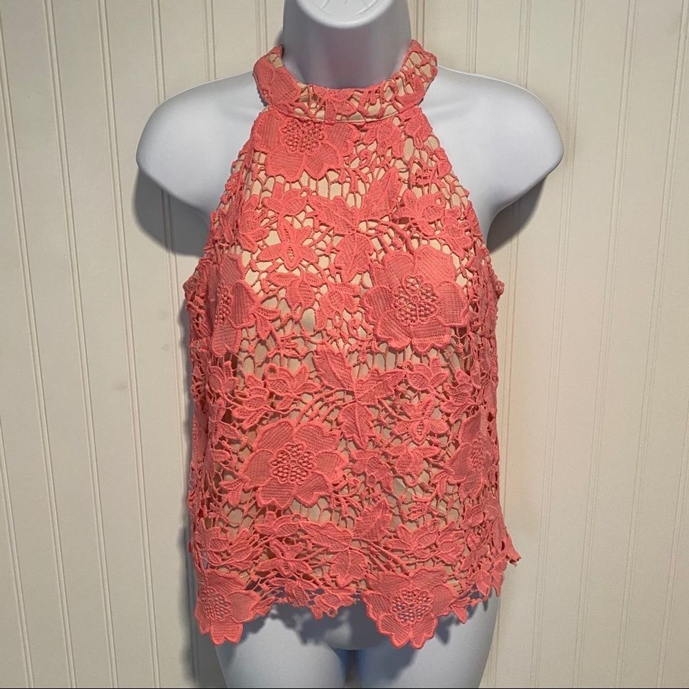 Urban Girl coral lace crop with zipper